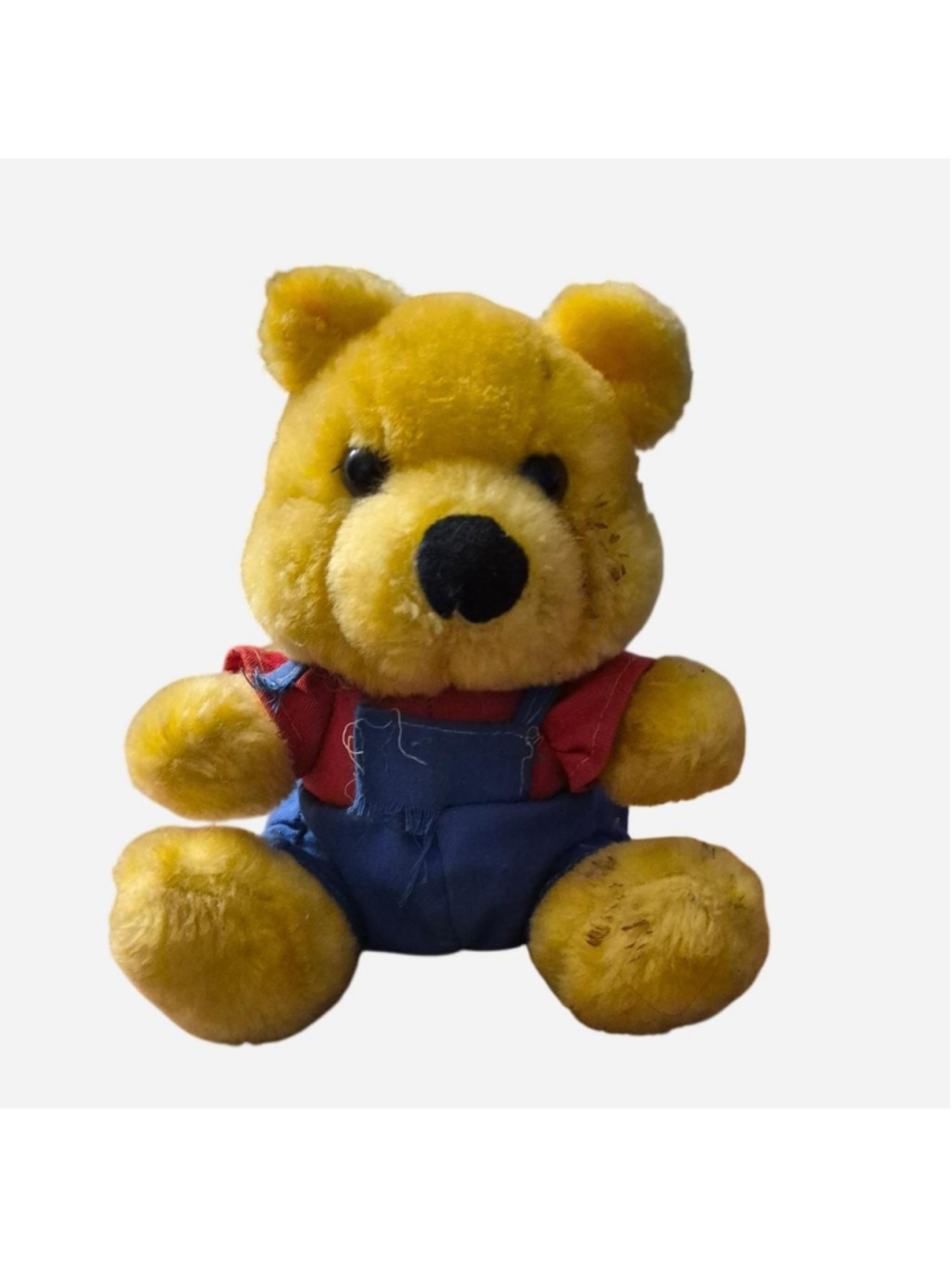 Vintage Winnie the Pooh plush toy in blue overalls the overalls need to be rese